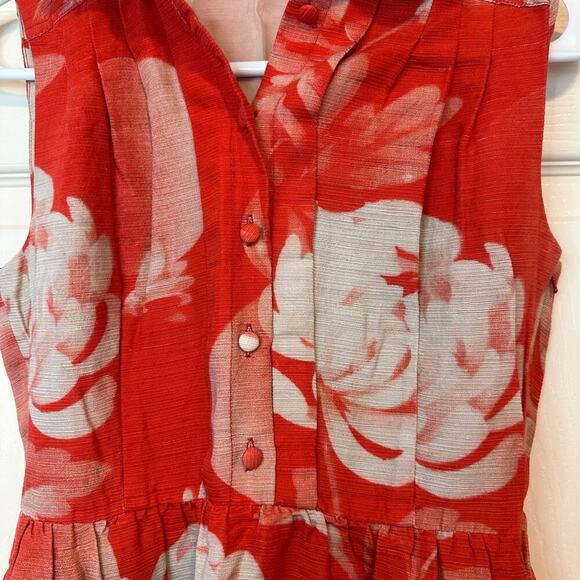 Jonathan Saunders Sleeveless Midi Shirt Dress Size 36 (US 4) Orange-Red/Beige - Picture 4 of 11